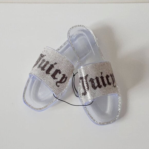 NWT Juicy Couture crystal rhinestone embellished logo flat sandal slides, 8 - Picture 14 of 16